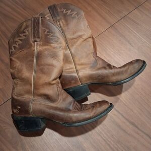 Ariat Two-Tone Brown Leather Slip-On Western Mule